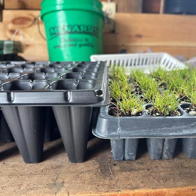 RooTrimmer 50-Pack Extra-Deep 50 Cell Seed Starter Trays, 3.55" Cone-Shaped Plug Trays for 1020 Flats, Heavy-Duty Plastic Germination Trays for Greenhouse, Garden & Urban Farming