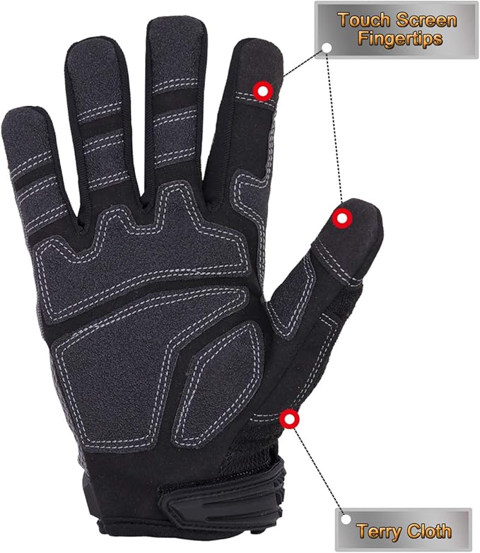 HANDLANDY Work Gloves for Men & Women, Utility Mechanic Working Gloves Touch Screen, Flexible Gardening Gloves for Yard