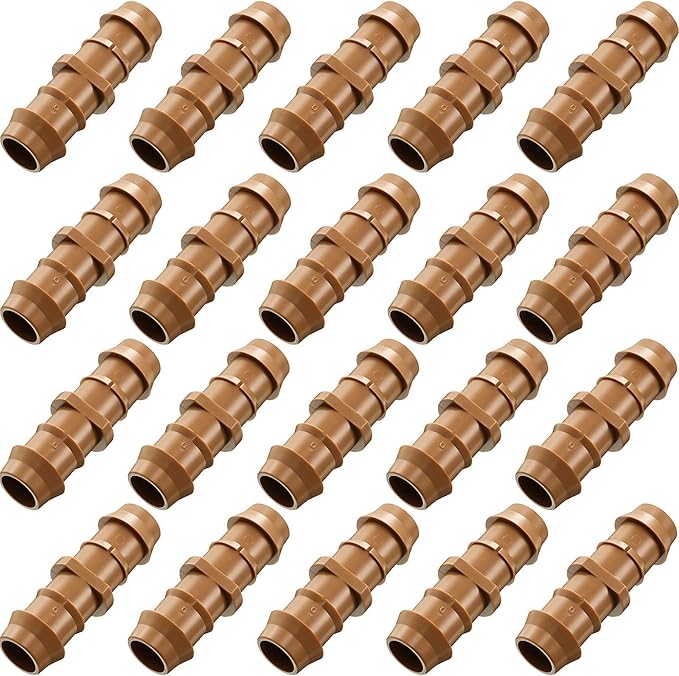 Boao 20 Packs 1/2 Inch Drip Irrigation Fittings Connectors Barbed Connector Plastics Drip Irrigation Barbed Hose Connector 17 mm Diameter(Coupling)