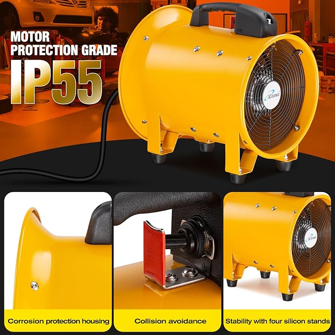 iLiving Utility High Velocity Blower, Fume Extractor, Portable Exhaust and Ventilator Fan (Utility 10")