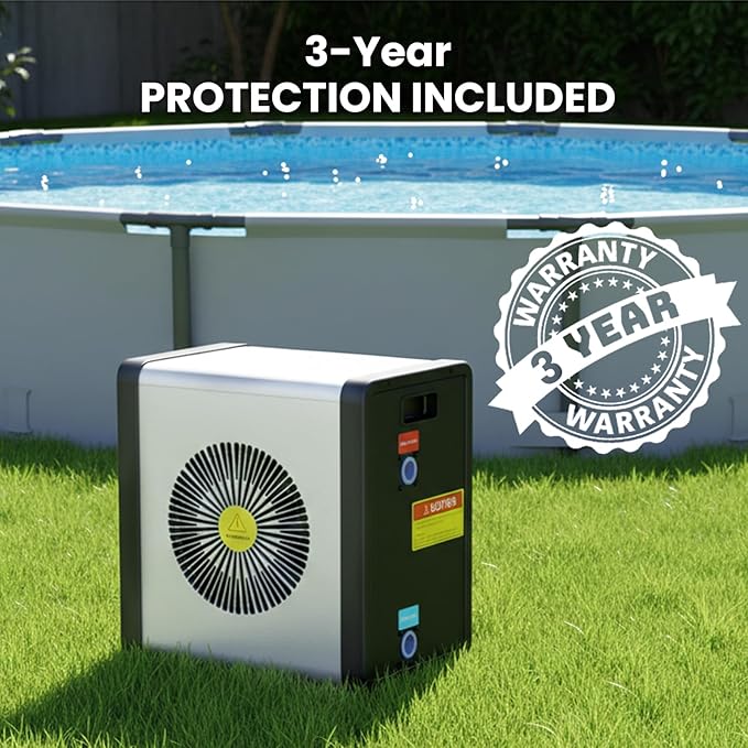DoCred 17,000 BTU Swimming Pool Heat Pump, Electric Pool Heater for Above Ground Pool up to 5,000 Gallons, Ultra Quiet 29-45 dB, 5.5 COP, 115V, Heating and Cooling Pool Heater
