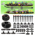 100Ft Drip Irrigation System Kit with Watering Kit Locked Fittings 360 Degree Micro Drip Sprayer Automatic Irrigation Equipment for Small Farm, Raised Bed 1/4 Inch 5/16 Inch Irrigation Tubing Hose