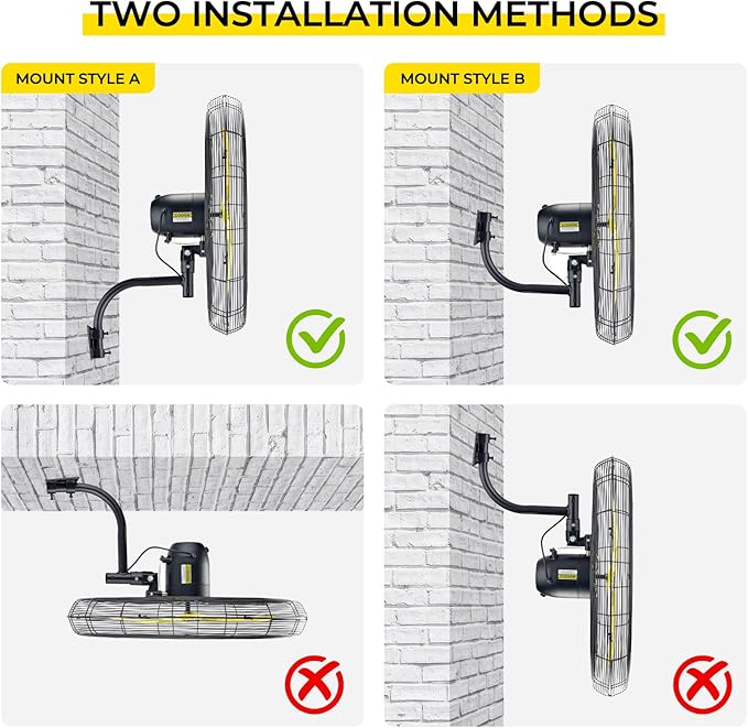 FUGOO 30'' Oscillating Wall Mounted Fan With Remote Control,BLDC Motor, Large air flow range From 3200CFM to 8800CFM, 4-Speed Heavy Duty Industrial Wall Fan for Factory, Commercial, Garage, Warehouse