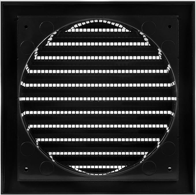 Vent Systems 6'' Inch Black Vent Cover - Plastic Louvered Dryer Cover for Bathroom, Kitchen, Garage Exhaust Vents - Exhaust/Supply Air Register Grille for Home Improvement - Indoor and Outdoor
