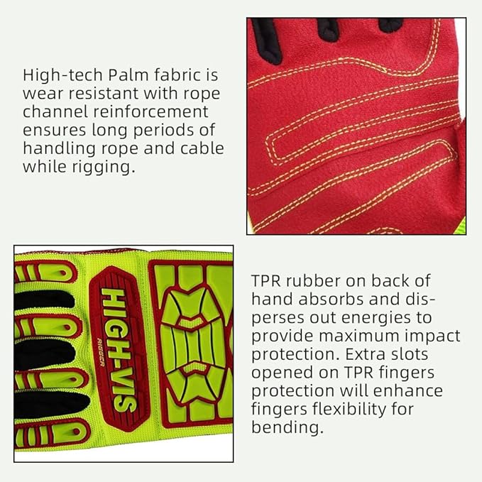 Seibertron High-Vis Series Cut Resistant Reducing Anti-Impact Mechanics Heavy Duty Safety Rescue Oil and Gas Gloves