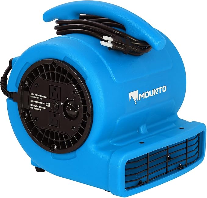 MOUNTO 1/4hp 1000CFM 2 Speed Air Mover Carpet Dryer Floor Fan Cooling Fan (Blue)