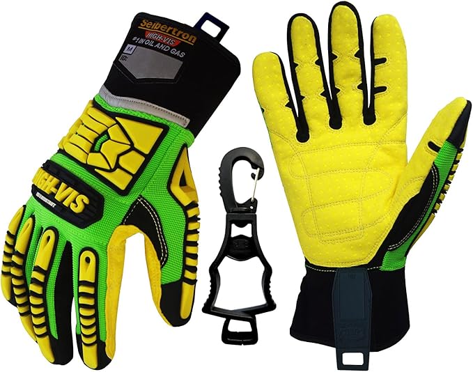 Seibertron High-Vis Series Cut Resistant Reducing Anti-Impact Mechanics Heavy Duty Safety Rescue Oil and Gas Gloves