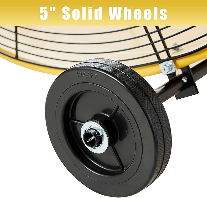 HiCFM 13000 CFM 30 inch Heavy Duty High Velocity Barrel Floor Drum Fan With Powerful 1/3HP Motor, 9ft Cord, 5in Solid Wheels for Workshop, Garage, Commercial or Industrial rooms - UL Safety Listed