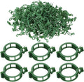 100 Pcs Plant Support Clips, Tomato Clips for String Trellis, Reusable Garden Clips for Climbing Plants, Vine Clips for Stems and Trellis Netting, Plastic Plant Clip for Garden Supplies (Green)