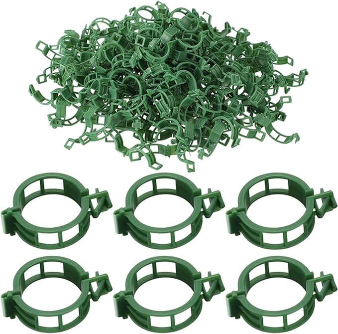 100 Pcs Plant Support Clips, Tomato Clips for String Trellis, Reusable Garden Clips for Climbing Plants, Vine Clips for Stems and Trellis Netting, Plastic Plant Clip for Garden Supplies (Green)