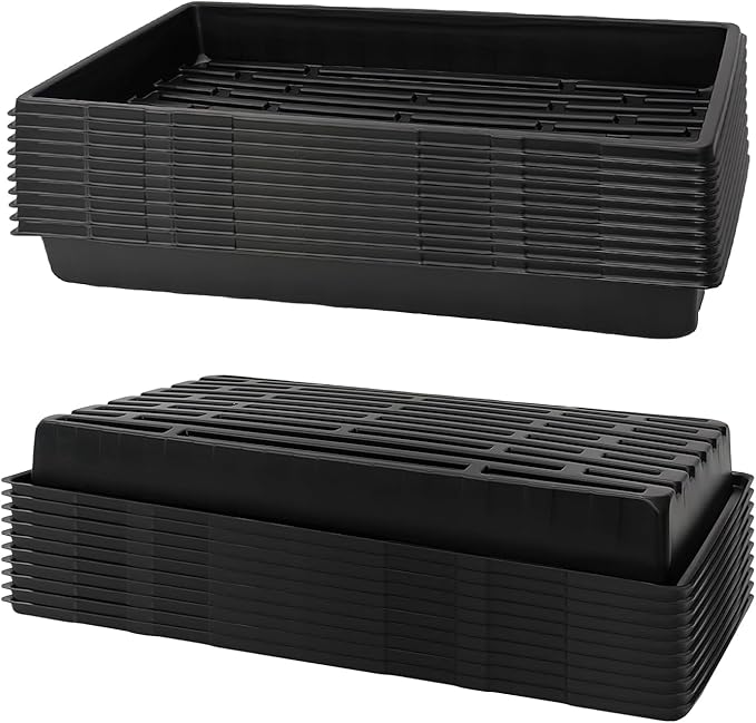 RooTrimmer 20 Pack 1020 Trays, No Drain Holes, 20" x 10", Extra Thick Heavy Duty Seed Starting Trays -Reusable Propagation Flats for Microgreens, Seedlings, Plant Germination, Fodder and Transplant