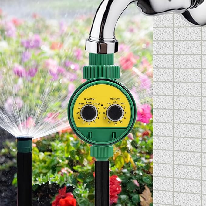 Outdoor Garden Hose Faucet Timers, Dial Sprinkler Timer with Rain Delay Manual Automatic Watering System Programmable Irrigation Controller Timer Waterproof Digital Irrigations for Yard Lawn