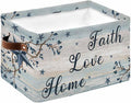 Vintage Farmhouse Storage Bins Cubes Waterproof Cloth Storage Basket,Blue Country Texas Star Vines Wooden Foldable Storage Bags for Shelf Clothes Storages Organizers with Handles 15x11x9.5 in 1PCS