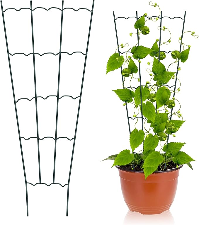HiGift 4 Pack 24'' Plant Trellis for Climbing Plants Indoor, Outdoor Metal Garden Trellis for Climbing Plants, Metal Plant Stakes Plant Trellis for Houseplant Vine Ivy Flowers