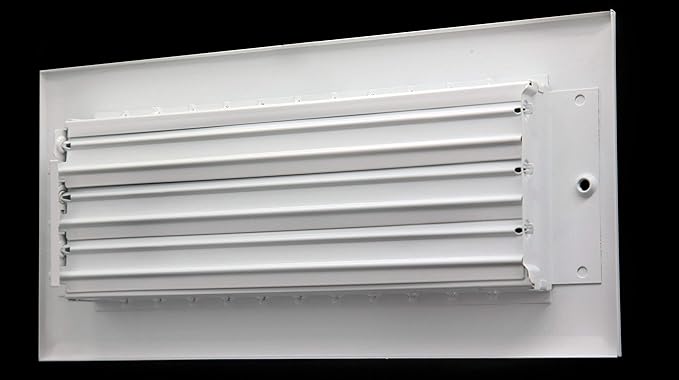 20" X 6" Adjustable AIR Supply Diffuser - HVAC Vent Cover Sidewall or Ceiling - Grille Register - High Airflow - White [Outer Dimensions: 21.75" w X 7.75" h]