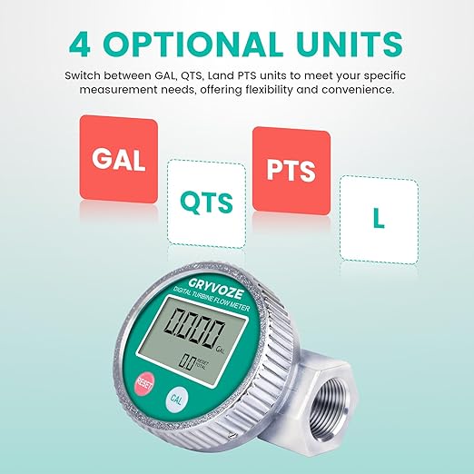 Waterproof 3/4 Inch Digital Water & Fuel Flow Meter, EMI Protection, 1-13.2 GPM Inline NPT Thread Fuel Meter for Water, Diesel, Gas Oil, Gasoline, Kerosene, Methanol, and Other Liquids