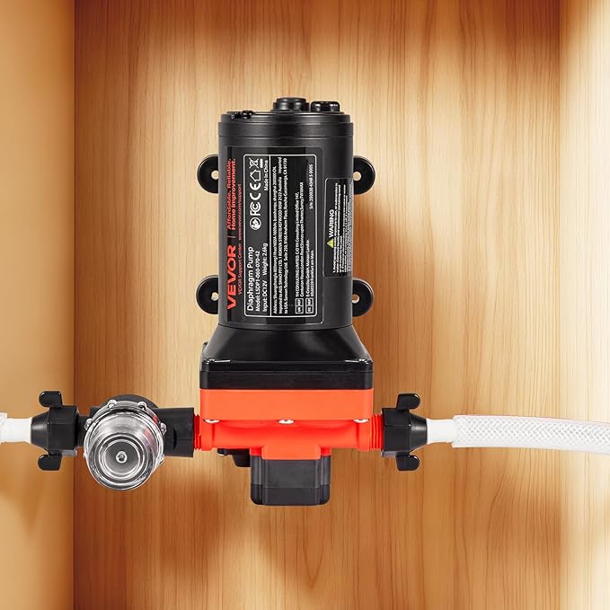 VEVOR RV Water Pump, 12V DC 6 GPM (22.7 L/min), 4-Chamber Self-Priming Diaphragm Water Pump with Automatic Pressure Switch, 70 PSI Max Pressure, On Demand for RV, Caravan, Marine, Yacht, Car Washing