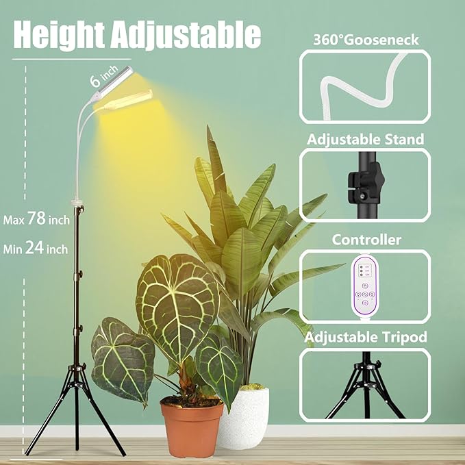 LED Grow Lights for Indoor Plants Full Spectrum, LED Plant Light with Stand (180 LEDs Stand)