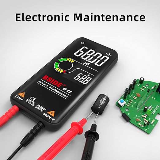 BSIDE Smart Digital Multimeter 9999 Counts Pocket Voltmeter, Rechargeable with 3 Results Display, Capacitance Diode Duty Cycle Resistance Hz V-Alert Voltage Tester