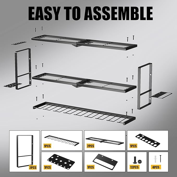 MOOMSINE Large Power Tool Organizer Wall Mount, Heavy Duty Metal Tool Storage Rack Loads 320lbs, 8 Cordless Drill Holder 3 Layer for Garage, Workshop, Tool Room, Gift for Men