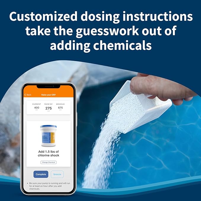 Crystal Smart Water Monitor for Salt Water Pools & Hot Tubs - 24/7 Continuous Digital Water Testing with App Notifications & Customized Chemical Dosing (New Model)