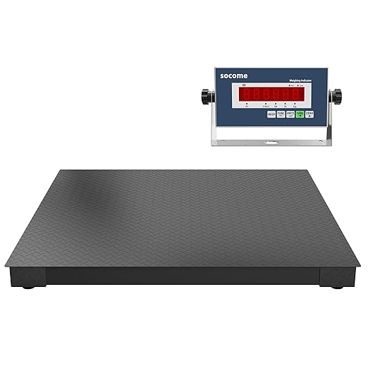60"x60" Industrial Floor Scale with Digital Indicator, Professional Pallet Scale, Heavy Duty Weighing Scale for Wareshouse, Shipping and Industrial, 10000 lb x 1 lb, Black