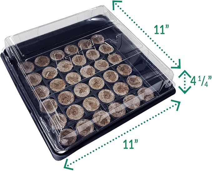 Jiffy Seed Starting Tray Kit - 36 Cell, Bonus 3 Pack, Seeding Starter Kit - 11 x 11 x 4.25 in - Plastic