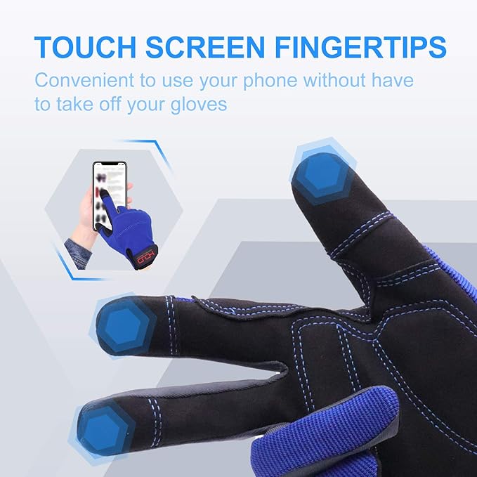 HANDLANDY Work Gloves for Men & Women, Utility Mechanic Working Gloves Touch Screen, Flexible Gardening Gloves for Yard