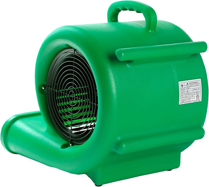 Mounto 1/3hp Air Mover 2000cfm Carpet Dryer Blower Floor Drying Fan - 3-Speed Air Mover w/Dual GFCI Outlet, 25ft Power Cord for Drying, Cooling, Air Circulation (Green)