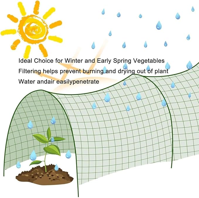 10ft Portable Greenhouse Protection from Sun Heat,Garden Tunnel Shade Net Cover with Quick-Release Technology,Row Covers for Vegetables Plant Cover from Sun(Shade net,1 Pack)