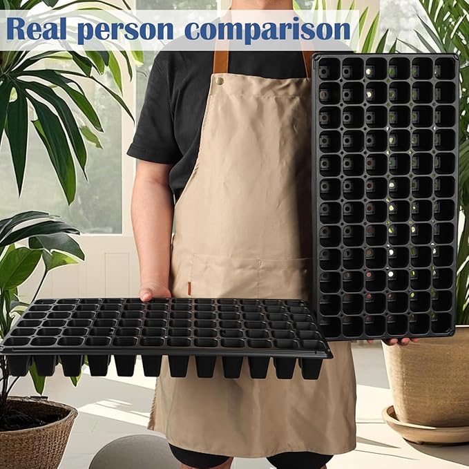 RooTrimmer 50-Pack 72 Cell Seedling Trays, Heavy-Duty Deep Plug Trays for 1020 Flats, Reusable Seed Starter Trays for Germination & Seed Starting (21.25"×11", 2.36" Height)