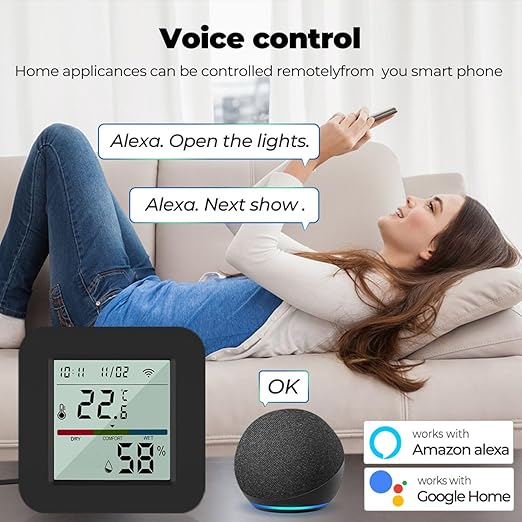 WiFi Smart IR Remote Control, 3-in-1 Smart AC Controller with Temperature Humidity Sensor n Display, Intelligent Control of T&H for Home Greenhouse Pet Garage, Compatible with Alexa (C1)