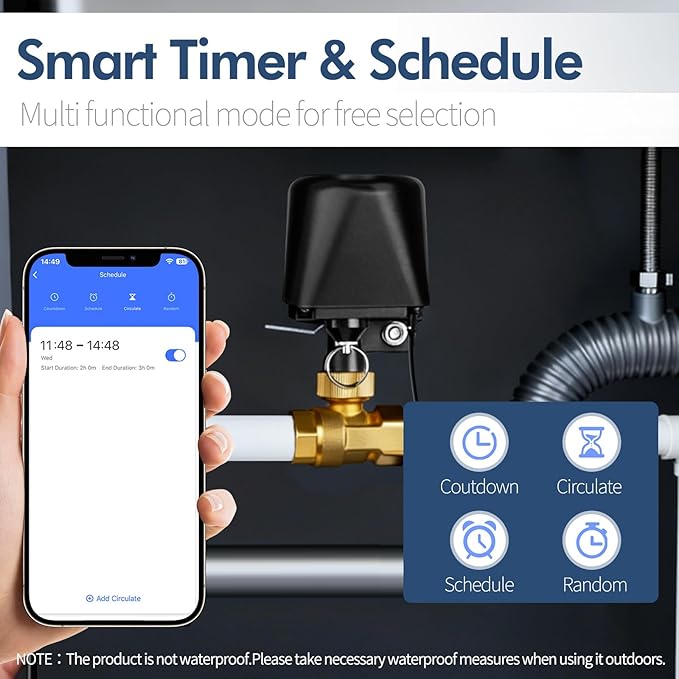 Owfeel WiFi Smart Water Valve, APP Remote Control, DN25 Ball Brass Water Valve, Compatible With Alexa, Google and Application Program iOS/Android, Only Supports 2.4 GHz WiFi (1")