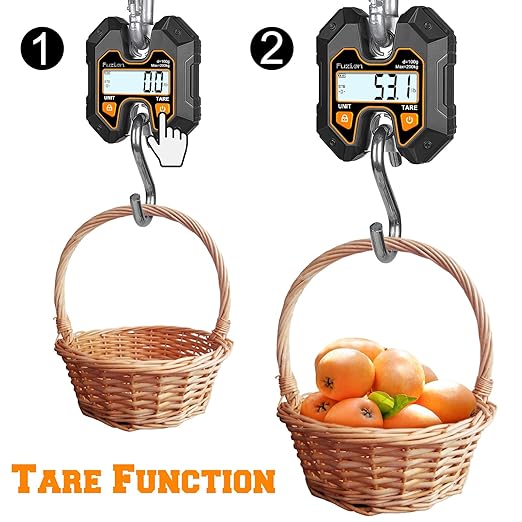 Fuzion Mini Crane Scale - Hanging Scale 440lb/200kg/1960N, Deer Scale with Large LCD Display, Hold & Tare Functions for Hunting, Farms, Fishing, No Setup Required