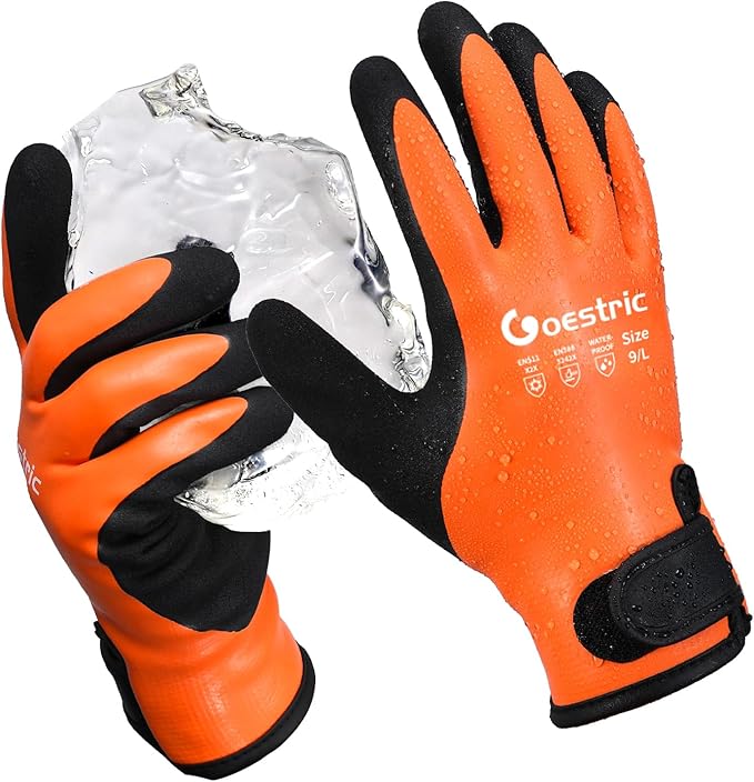 100% Waterproof Winter Work Gloves for Men Women, Freezer Gloves with Grip for Shoveling Snow