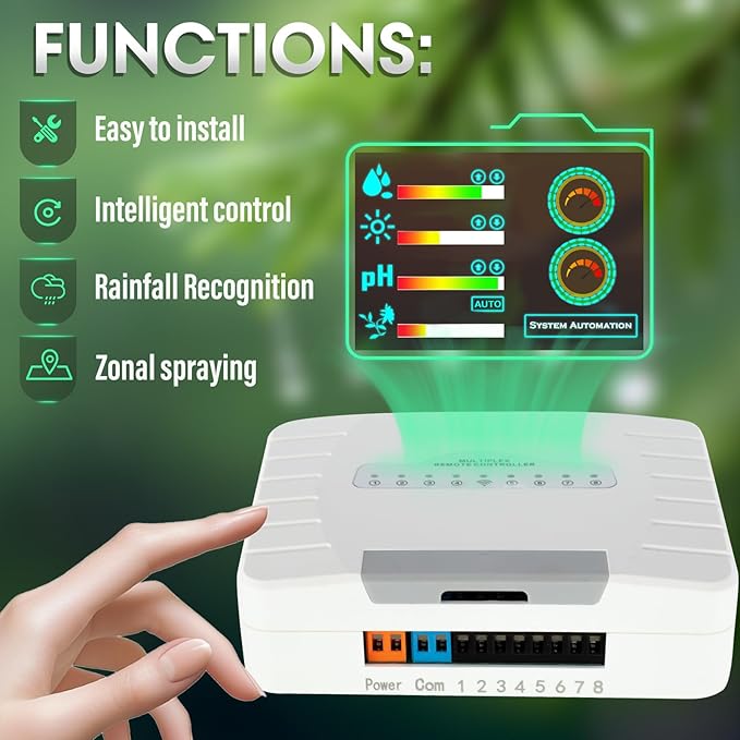 8 Zone Smart Sprinkler Controller with Smartlife APP Control, Local Weather Intelligence WiFi Sprinkler System Controller, Sprinkler Timer for Outdoor Garden/Yard/Lawns