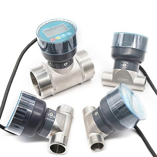 RS485 Electronic Digital Display Flowmeter Stainless Steel Male/Female Thread Smart LCD Electronic Flow Meter Water Flow Sensor(DN15,Female Thread)