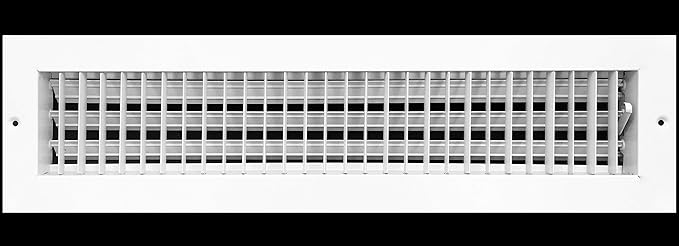 20" X 4" Adjustable AIR Supply Diffuser - HVAC Vent Cover Sidewall or Ceiling - Grille Register - High Airflow - White [Outer Dimensions: 21.75" w X 5.75" h]