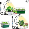 Plant Lights for Indoor Growing,2 in 1 Halo Grow Light with Clip,192 LED Full Spectrum Clip On Plant Grow Lights with 360°gooseneck,3 Spectrum Modes, 6/12/16Hrs Auto Time&5 Brightness 2 Pack