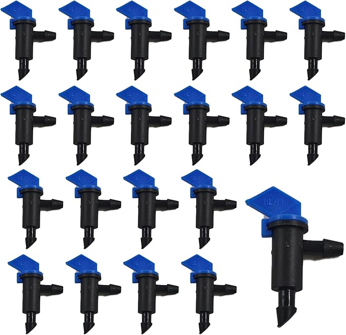 80Pcs 2GPH Drip Emitter Garden Flag Irrigation Drippers, 8L/H Sprinkler System Parts for 4/7mm Tubing, Adjustable Flow for Trees, Shrubs, Lawn, Vegetable Gardens, Blue