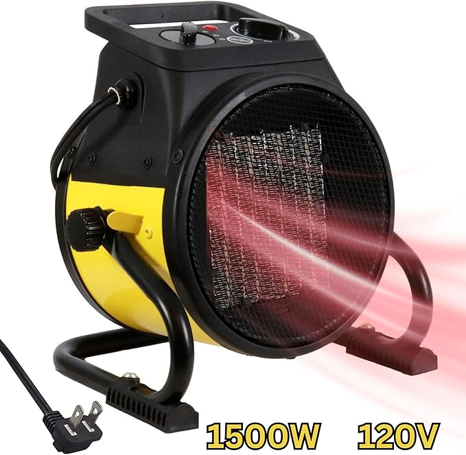 Dura Heat EUH1465 Electric Forced Air Heater with Pivoting Base 5,120 BTU, Yellow