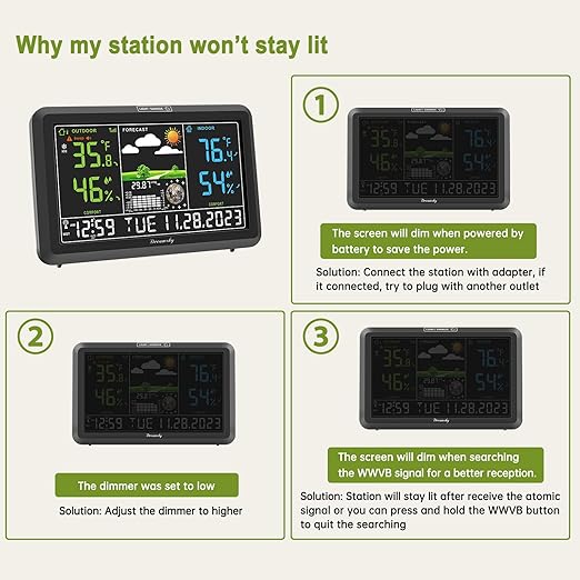 DreamSky Weather Station Indoor Outdoor Thermometer Wireless with Digital Atomic Clock for Home, Large Display with Dimmer, USB Port, Inside Outside Temperature Humidity Monitor (Plug-in)