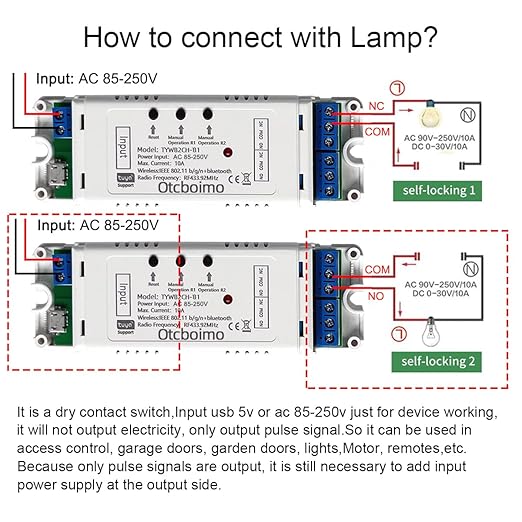 WiFi Smart AC Motor Switch, Remote Control for Single-Phase Motor Forward & Reverse, Dry Contact Passive Output Switch Compatible with Alexa and Google Home