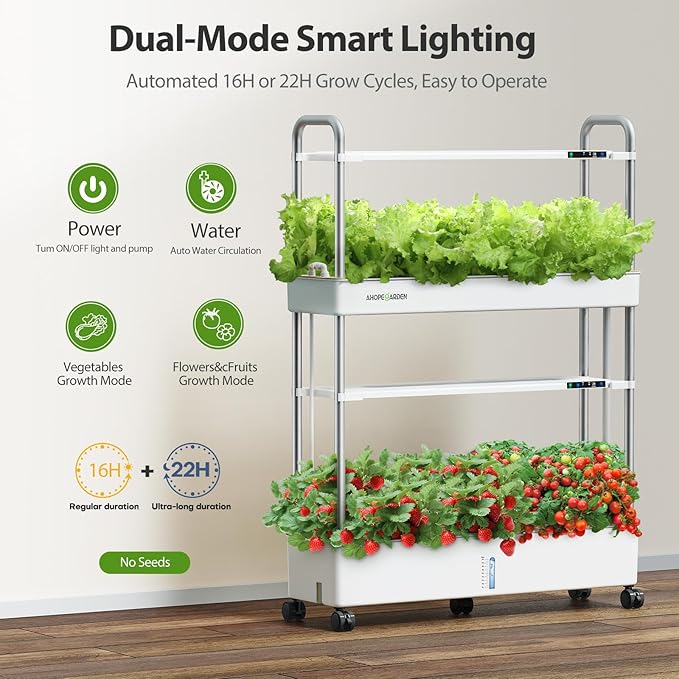 Ahopegarden Indoor Garden Hydroponics Growing System Kit: 60 Pods Indoor Herb Garden with LED Grow Light - Plant Germination Kit, 32L Large Capacity Hydroponic Tower for Vegetables Fruits Flowers