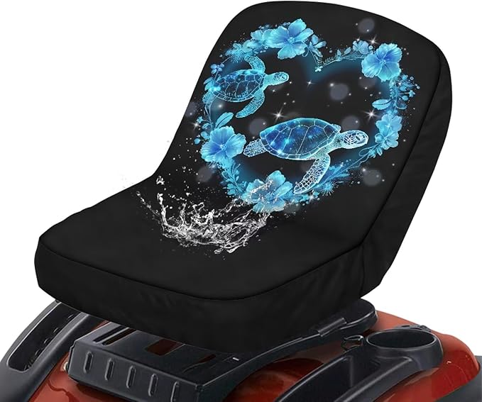 Blue Sea Turtle Riding Lawn Mower Seat Cover for Tractor Accessories, Lawnmower Parts Compatible with Kubota, Lawn Tractor Seat Cover,Mower Seat Cushion