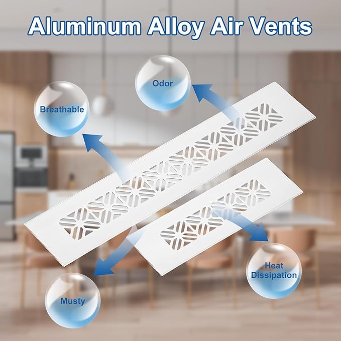 uxcell 2Pcs Aluminum Alloy Air Vents, 500 x 50mm / 19.7 x 2" Rectangle Louvered Ventilation Grille Cover with Mounting Screws for Door Cabinet Wardrobe, Silver