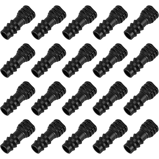20 Pack 1/2 Inch Drip Irrigation Barbed End Plug Fitting, 1/2'' Dripline End Cap Connectors for 1/2 Inch Irrigation Tubing (0.520" ID-0.650" OD) for Garden Lawn Irrigation System