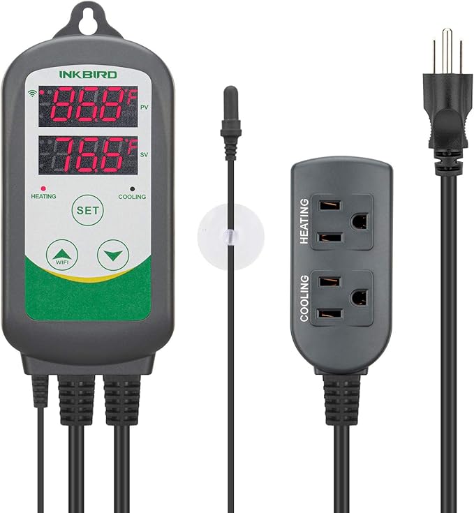 Inkbird WiFi ITC-308 Digital Temperature Controller Aquarium Thermostat for Aquarium Heater and Cooler, with Waterproof Sensor.