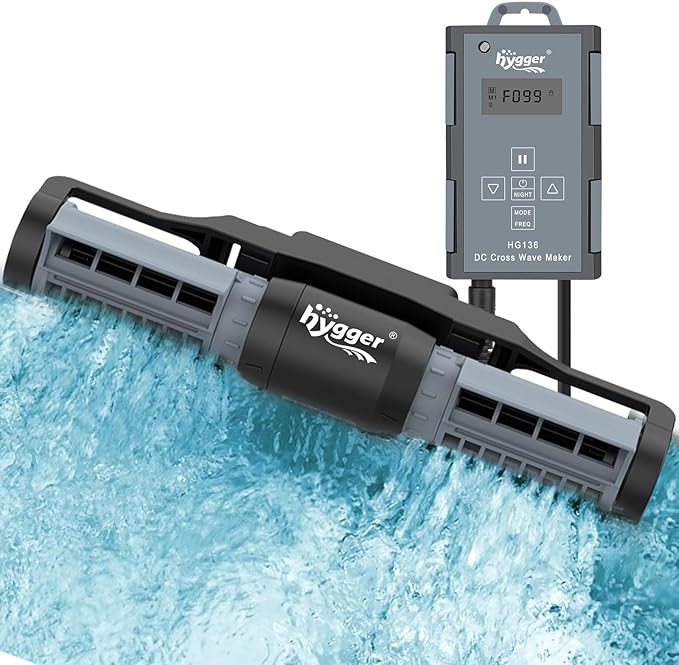 hygger Aquarium Gyre Wave Maker 1850GPH for 40-125 Gallon Fish Tank Cross-Flow Pump Adjustable Aquarium Water Circulation Powerhead 18W with Controller Magnetic Base