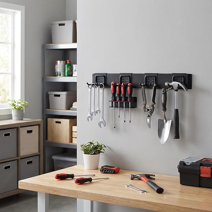 MBQQ Garage Tool Organizer Wall Mounted, 24 Inches Adjustable Garden Tool Organizer Rack,Heavy Duty Yard Tool Organizer